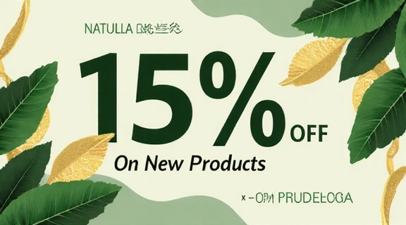 แบนเนอร์โปรโมชั่นลด 15% สำหรับสินค้าใหม่